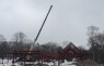 Crane moves beams